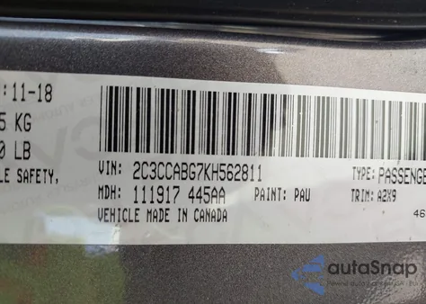 2019 Chrysler 300 from USA, damaged, VIN 2C3CCABG7KH562811
